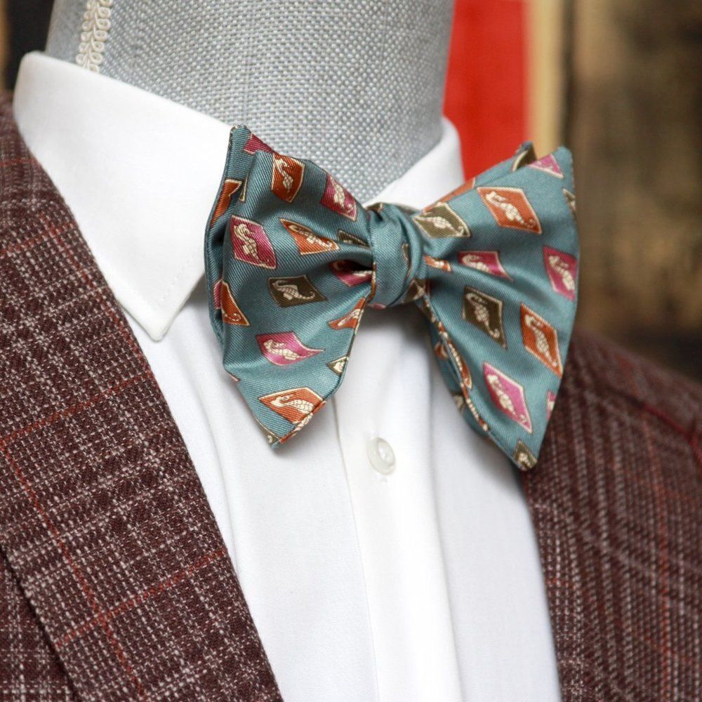 New Men's Self-tied Bow Tie 100%Silk Big‎ Butterfly Gift Box Nautica Motive S658 - Picture 2 of 12